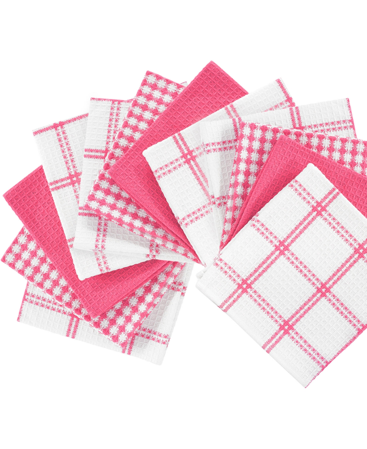 T-Fal Coordinating Flat Waffle Weave Cotton Dish Cloths, Set of 12