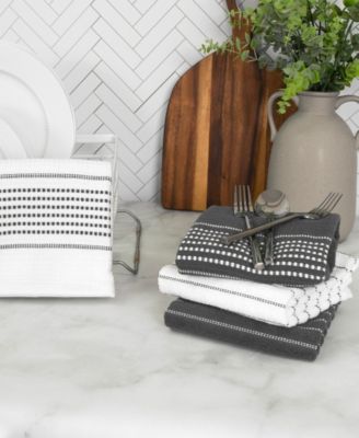 Skipping Stripe Wave Cotton Kitchen Towels, Set of 4