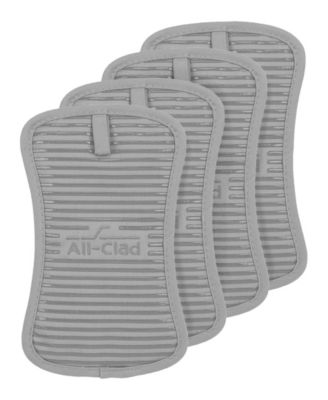 Ribbed Silicone Cotton Twill Potholders, Set of 4
