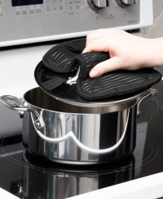 Ribbed Silicone Cotton Twill Potholders, Set of 4