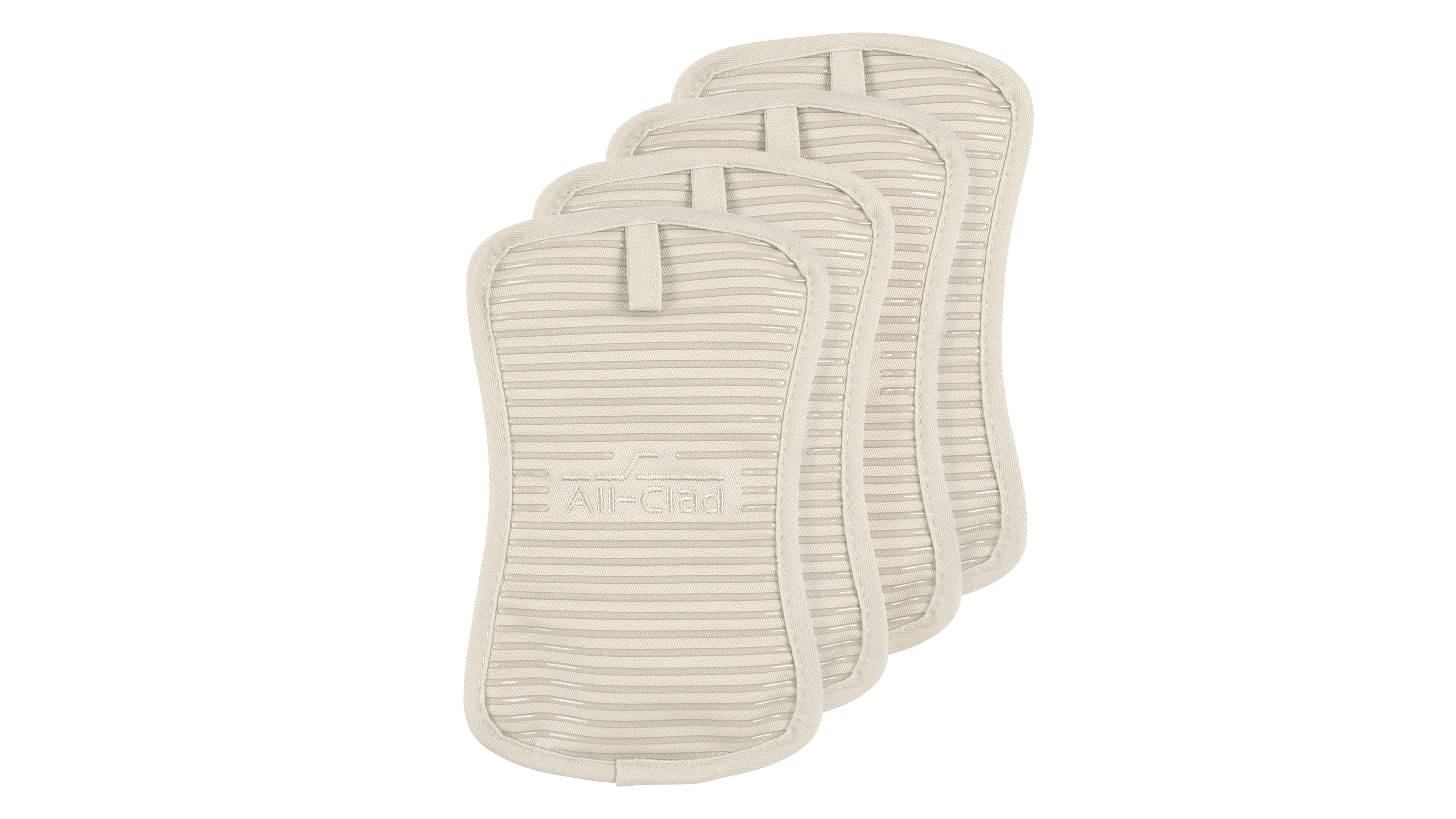 All-Clad Ribbed Silicone Cotton Twill Potholders, Set of 4
