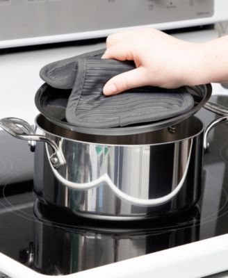 Ribbed Silicone Cotton Twill Potholders, Set of 4