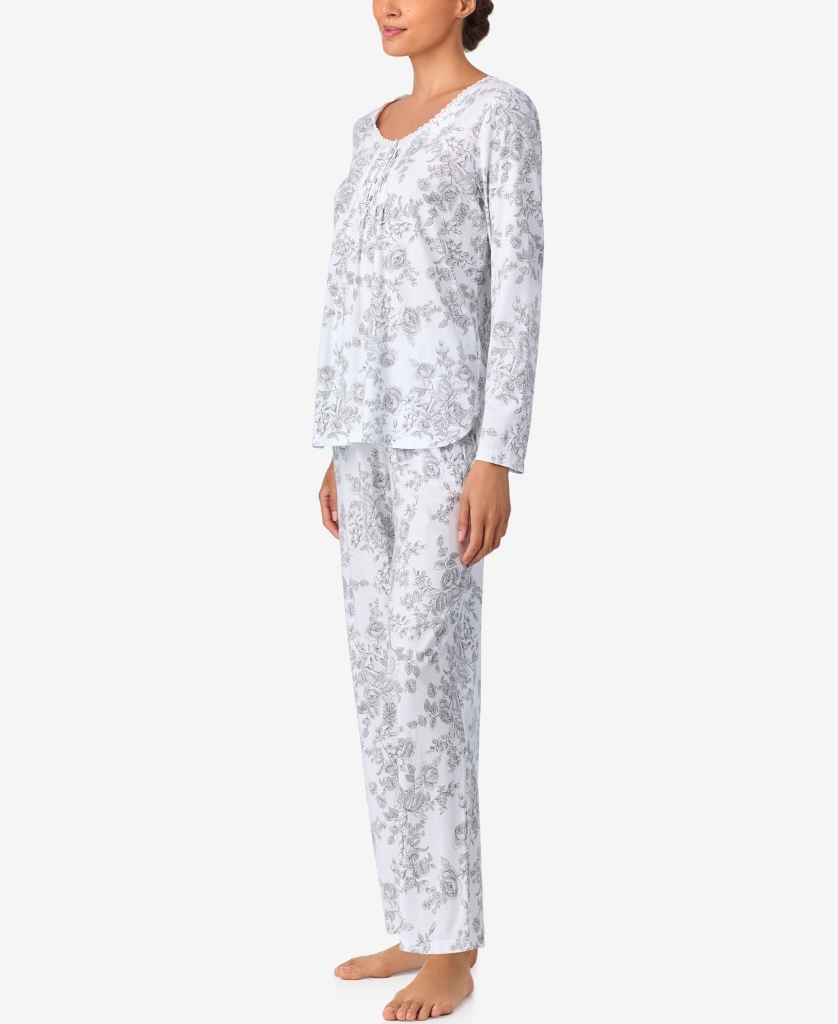 Aria Sleepwear Brushed Cotton Long Sleeve Pant Pj Set