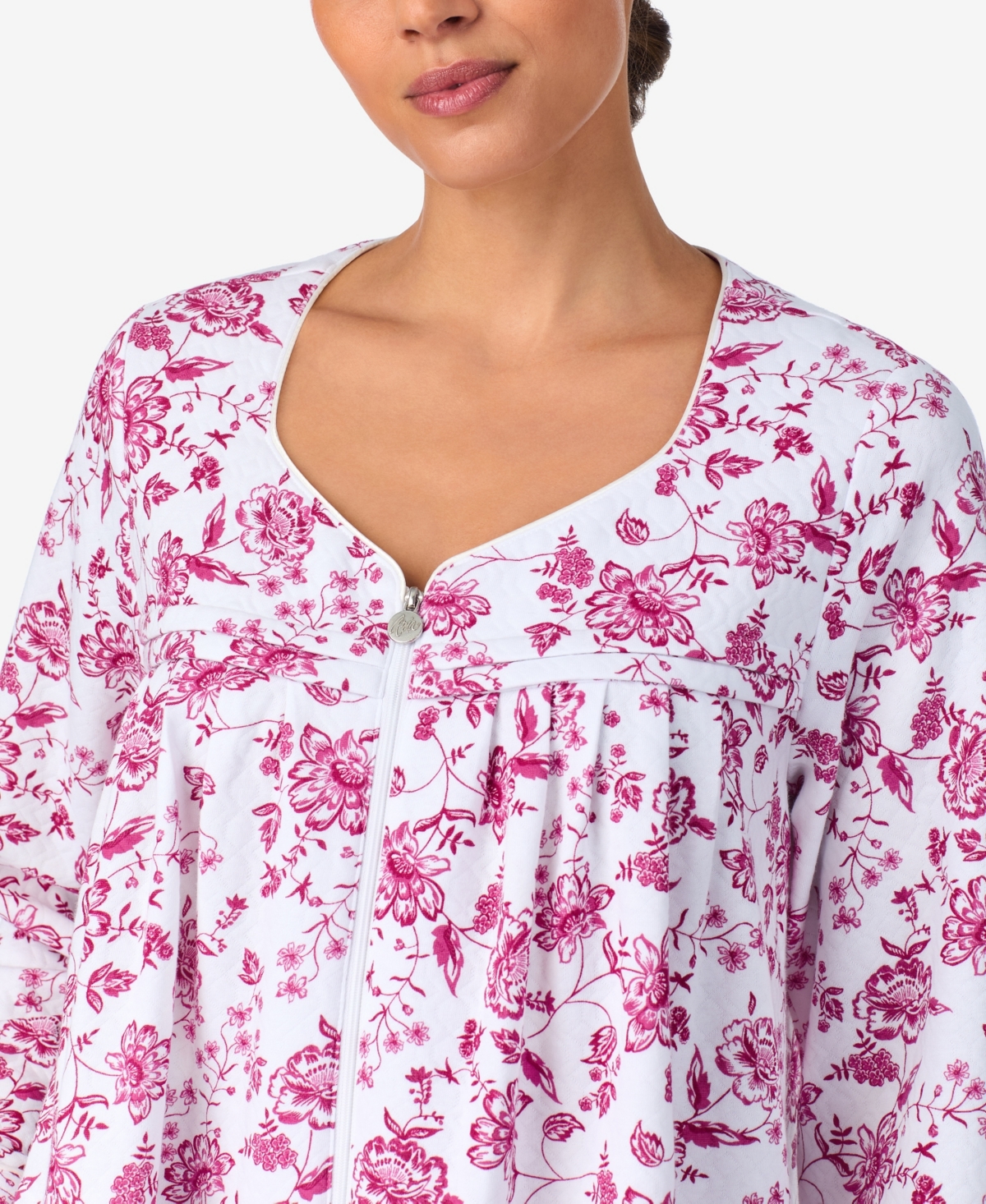 Aria Women's Long Sleeve Quilt Hexagon Duster Robe In White