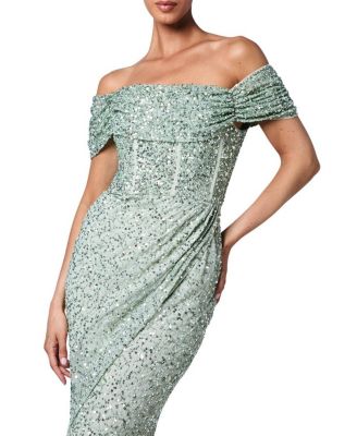 Women's Sequin Bardot Maxi Bridesmaid Dress