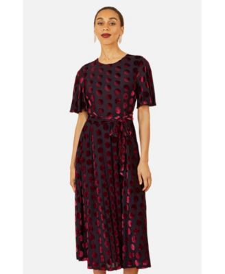 Women's Velour Spot Midi Skater Dress