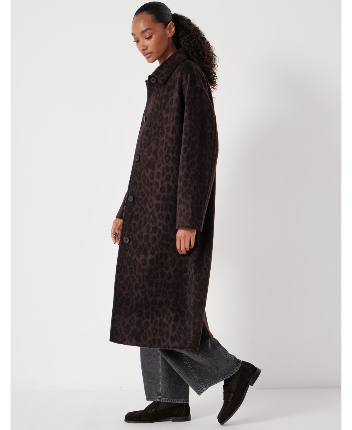 Hush Women's Edie Pure Wool Leopard Double Faced Coat