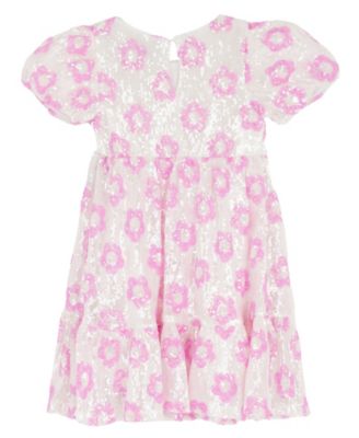 Girls 2T-6X Flower Pattern Short-Sleeve Dress