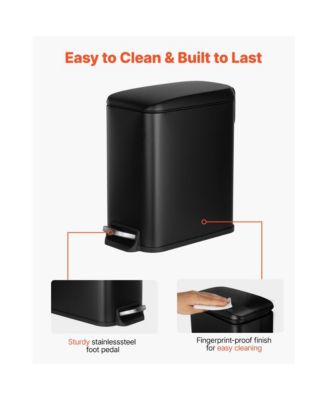 Slim Bathroom Trash Can with Step Pedal and Soft-Close Lid