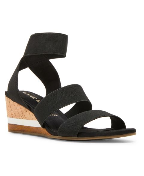 Женские сандалии Anne Klein Barnett Strappy Wedge, цвет: Чёрный