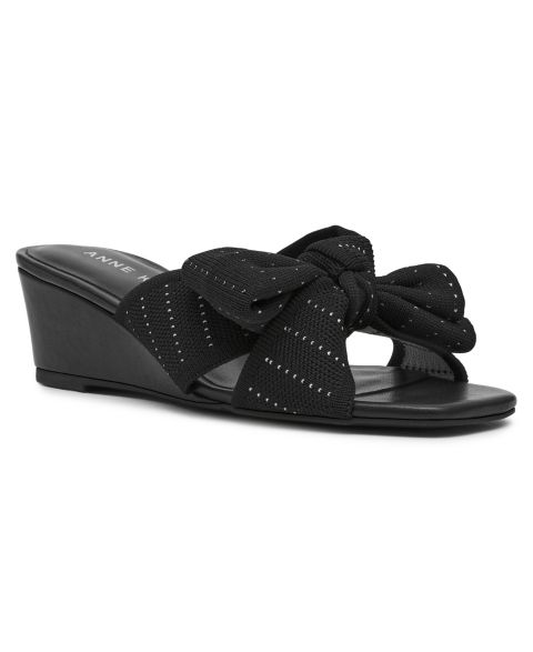 Женские сандалии Anne Klein Dara Bow Wedge, цвет: Чёрный вязаный