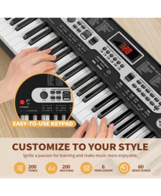 61-Key Electric Keyboard Piano with LCD Display, Bench and Stand