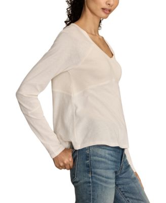Women's Waffle Mix V-Neck Top