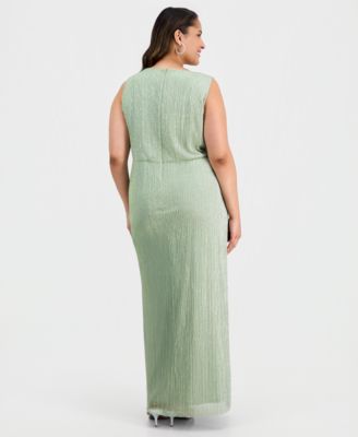 Plus Size Twisted Metallic Jersey Maxi Dress