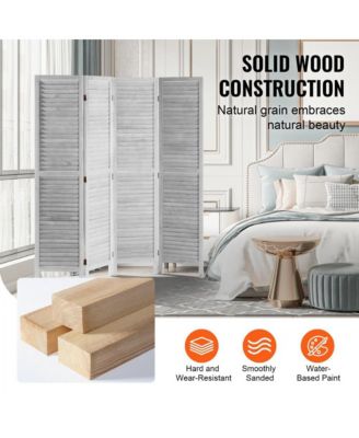4-Panel Wooden Room Divider Folding Privacy Screen Indoor