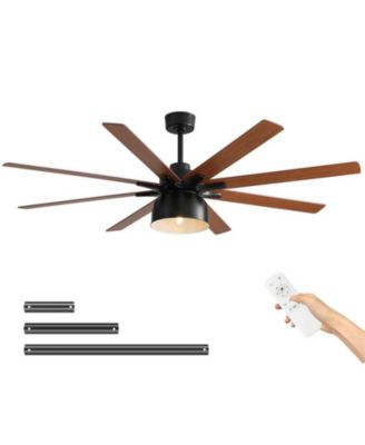 52-inch Modern Black 8-Blade Ceiling Fan with Remote Control and Timing Function