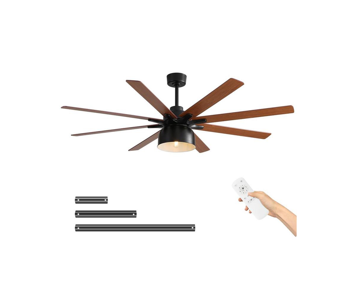 Sofucor -inch Modern Black 8-Blade Ceiling Fan with Remote Control and Timing Function
