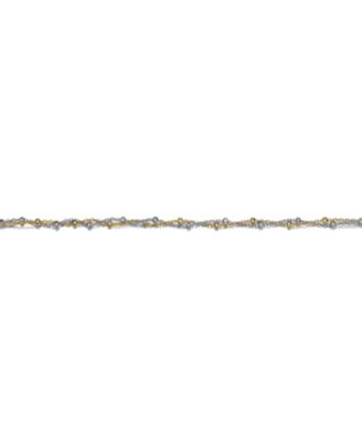 Sterling Silver Two-Tone Entwined Double-Layer Chain Anklet