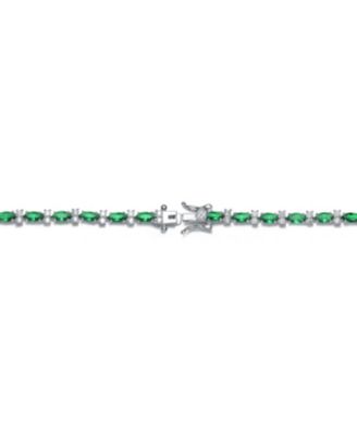 White Gold Plated with Colored Cubic Zirconia Tennis Bracelet