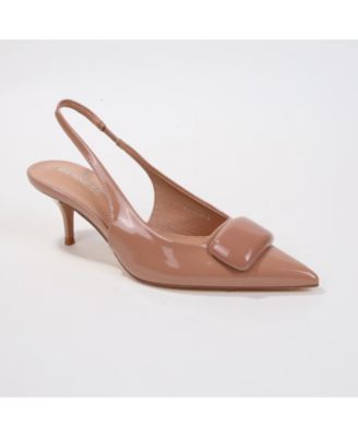 Women's Jennifer Patent Slingback Kitten Heels with Geometric Embellishment