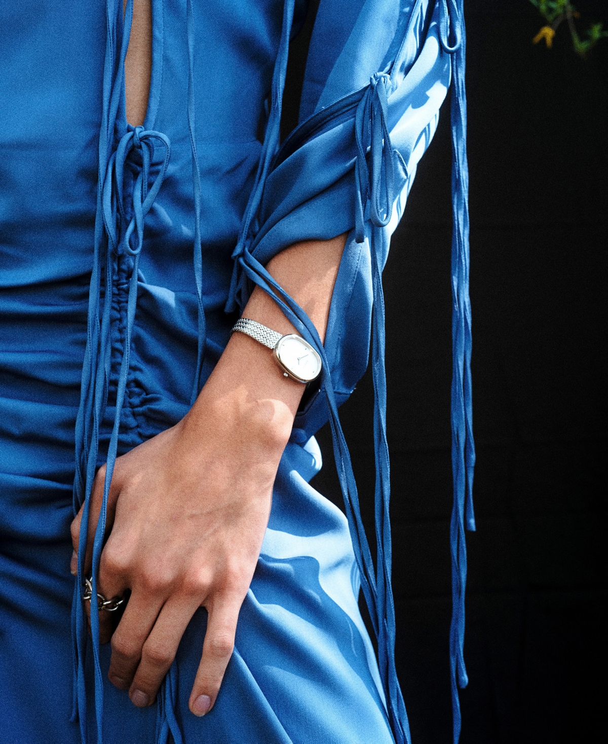 Breda Women's 'Jane Tethered' Silver Stainless Steel Mesh Bracelet Watch, 23mm