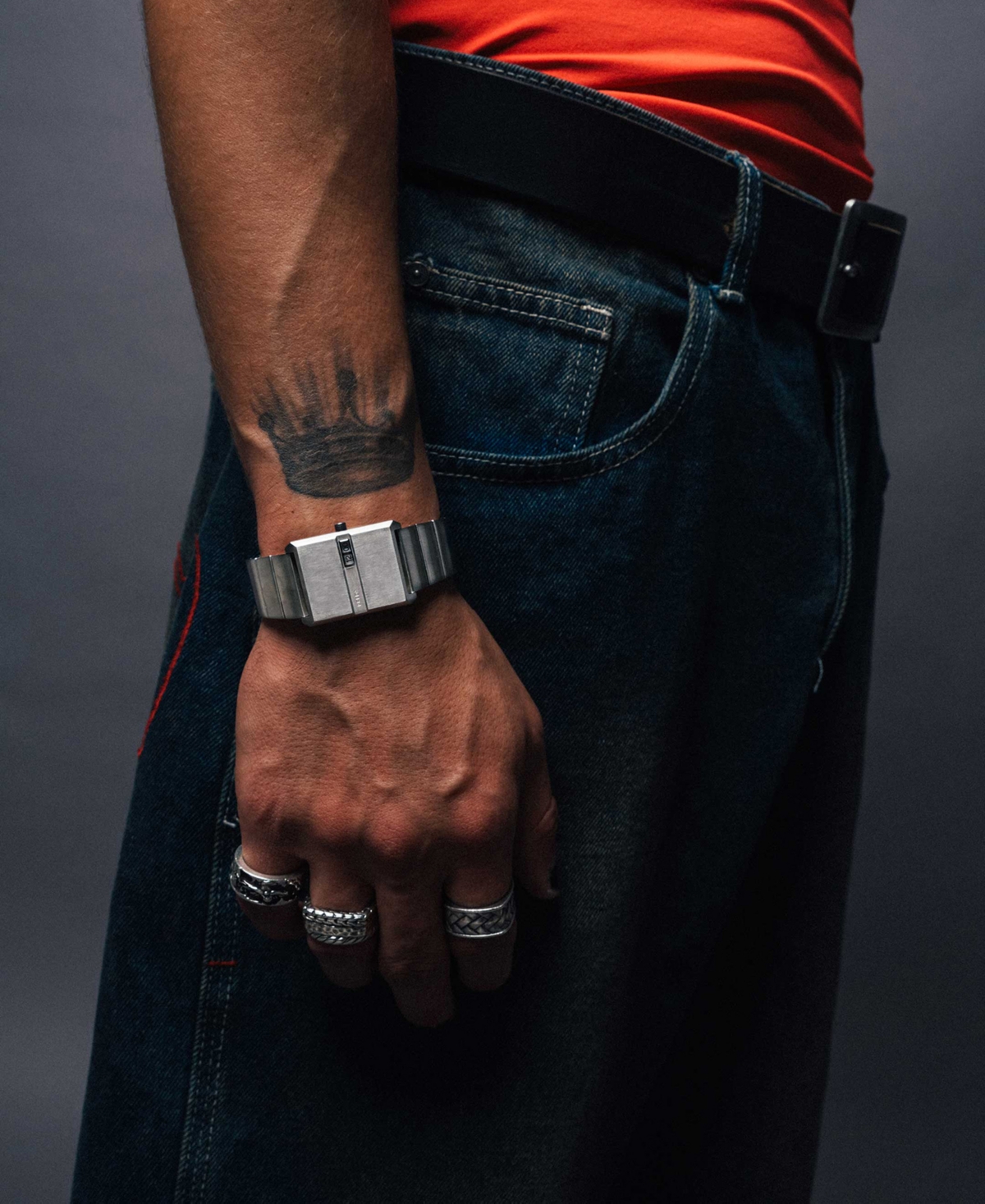 Breda 'Pulse' Stainless Steel and Metal Bracelet Watch, 26mm