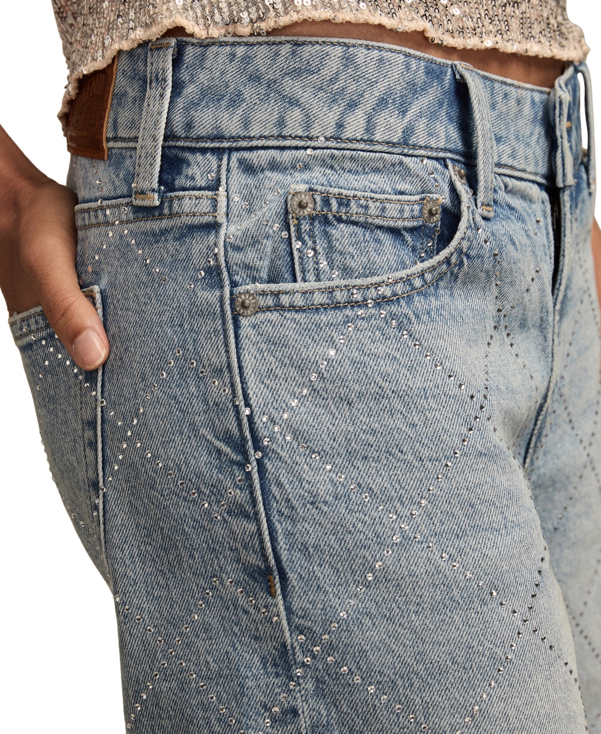 Lucky Brand Women's Legend Rhinestone Baggy Jeans