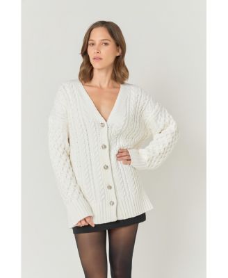Women's Oversized Cable Knit Cardigan