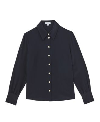 Women's Silk Embossed-Button Shirt