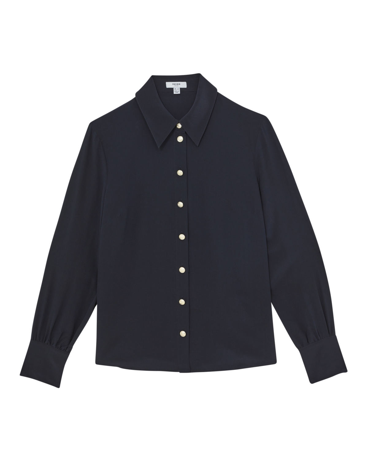 Reiss Womens Navy Gianna Regular-fit Long-sleeve Silk Shirt In Blue