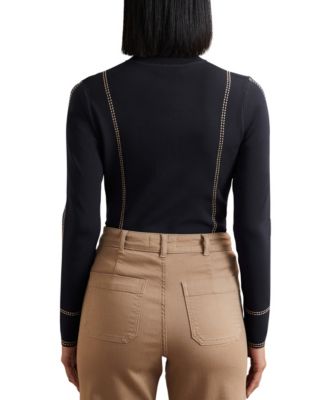 Women's Contrast-Stitch Knit Top