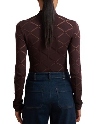 Women's Laser-Cut Funnel-Neck Knit Top