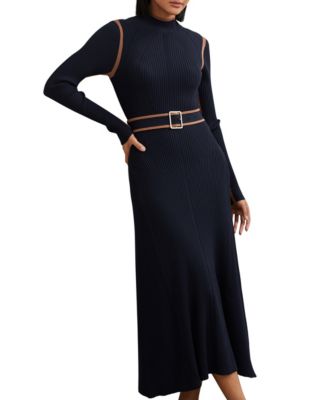 Women's Color-Block Rib-Knit Midi Dress