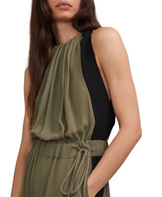 Color Block Gathered Wide-Leg Jumpsuit
