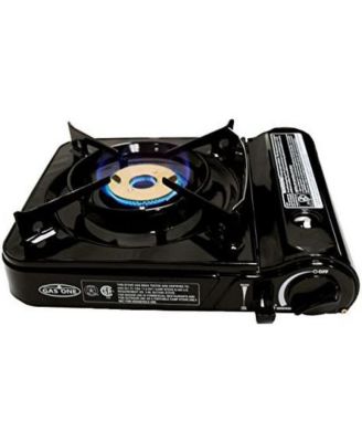 Dual Spiral Flame 11,000 BTU Portable Gas Stove with Heavy Duty Clear Carrying Case, CSA Listed , Black