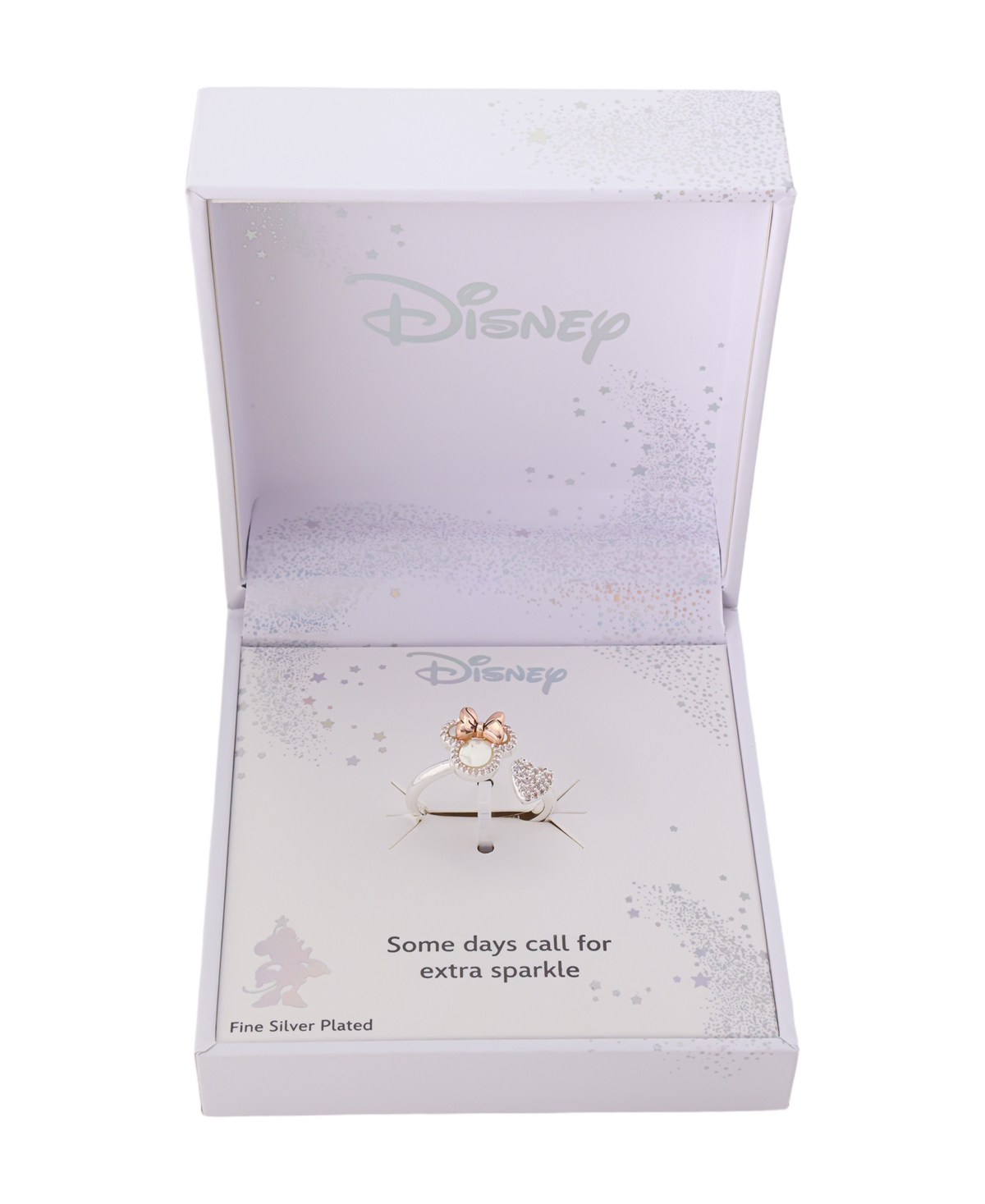 Disney Minnie Mouse Cubic Zirconia Heart And Mother Of Pearl Ring In Multi