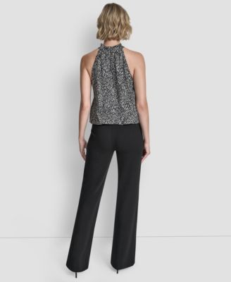 Women's Sleeveless Printed Voile Halter Top