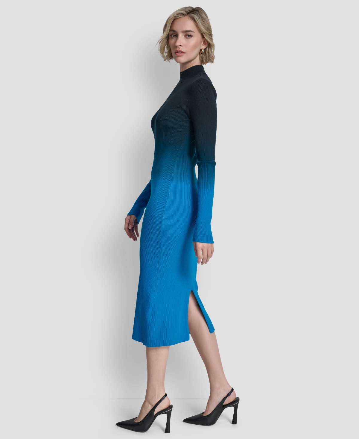 Dkny Women's Long-Sleeve Crewneck Dip Dye Sweater Dress