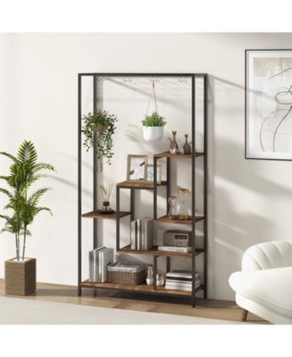 6-Tier Tall Metal Plant Stand 71-Inch Indoor Plant Shelf with 10 Hanging Hooks