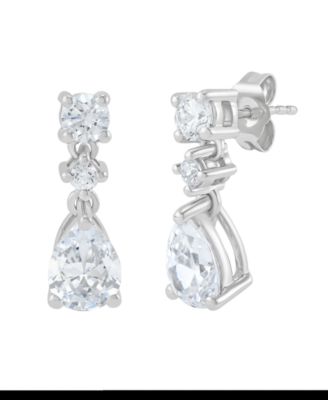 Lab Grown Diamond Pear & Round Drop Earrings (2 ct. t.w.) in 14k White Gold