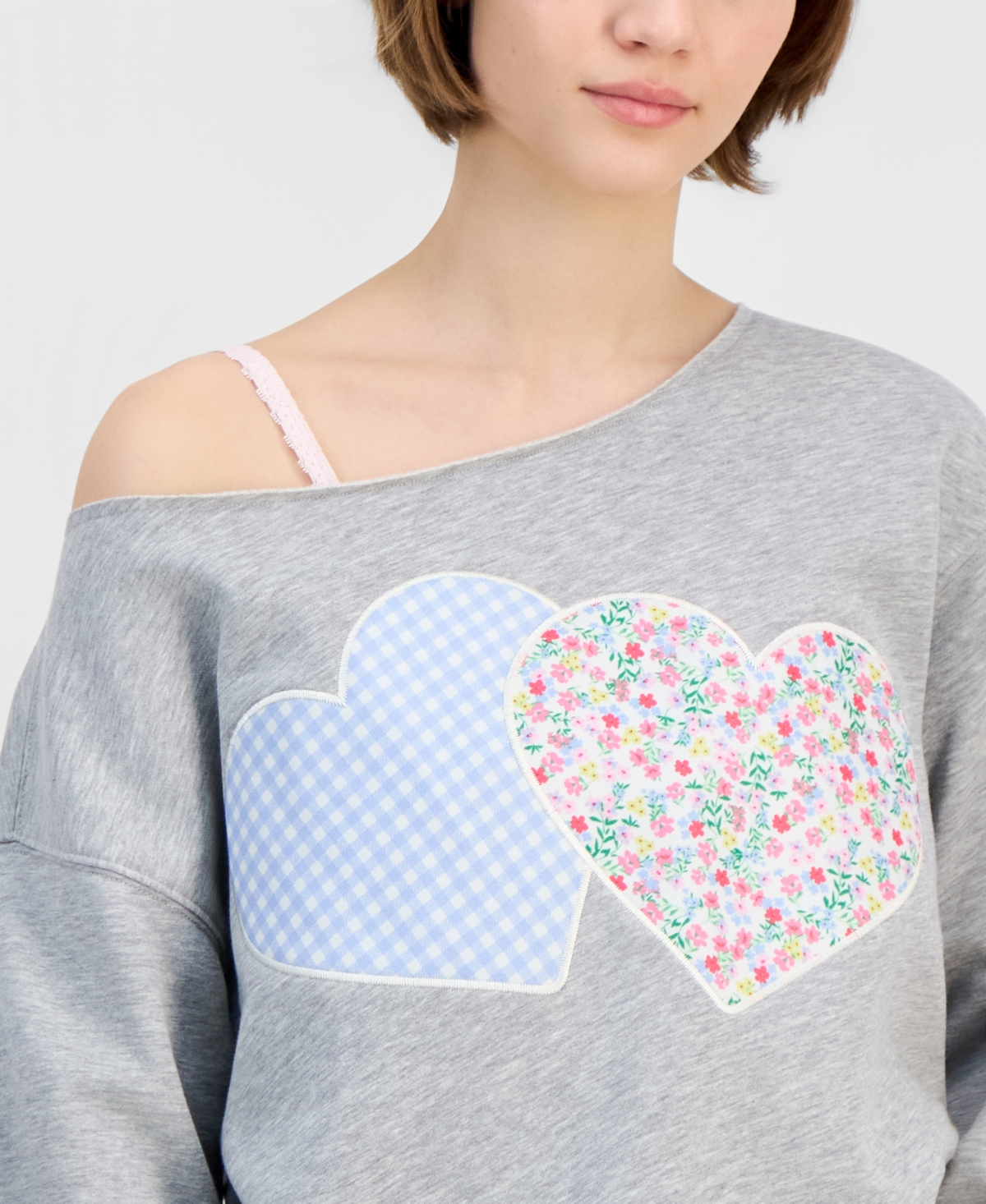 Self Esteem Juniors' Boat-Neck Patchwork Sweatshirt