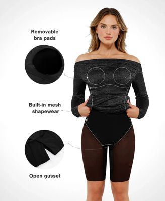 Women's Shapewear Metallic Knit Long Sleeve Slim Mermaid Maxi Dress