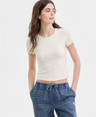 Juniors' Double-Layer Short-Sleeve T-Shirt