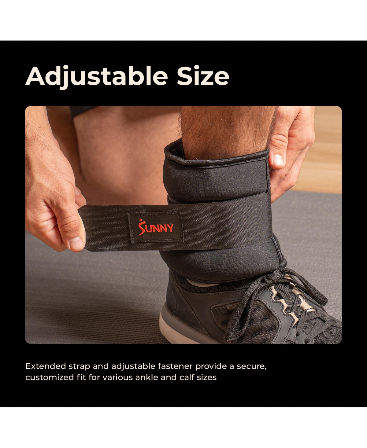 Sunny Health & Fitness Ankle Weights 4 lb, Pair, Black