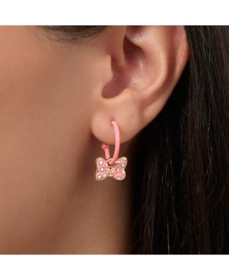 Minnie Mouse Pink Bow Charm Hoop Earring Set, 3 Charms and 1 Hoop