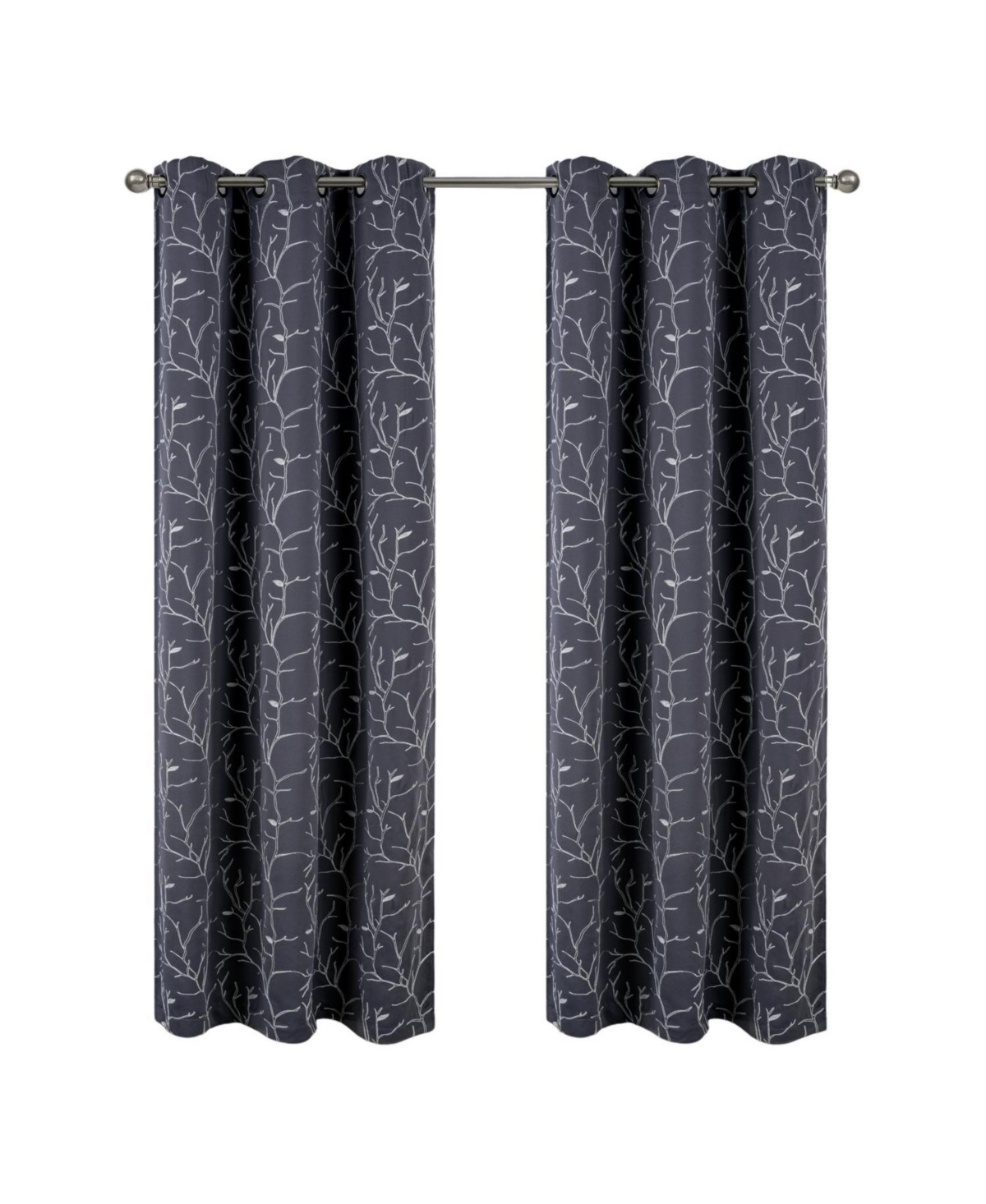 Rt Designer Collection Luciana Embroidered Blackout Luxurious Decorative Grommet Curtain Panel 54" x Charcoal