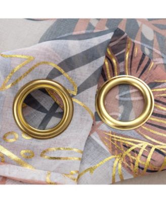 RT Designer Collection Fern Foil Printed Doily Luxurious Decorative Grommet Curtain Panel 54" x 90" Peach