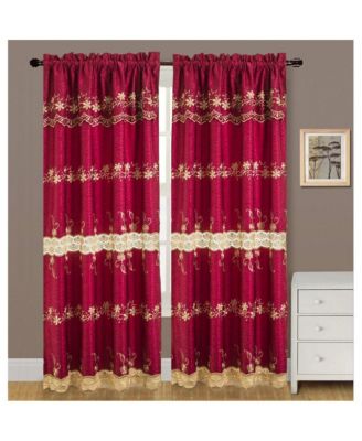 Alisa Macrame Rod Pocket Window Room Darkening Panel 54" x 84" Burgundy
