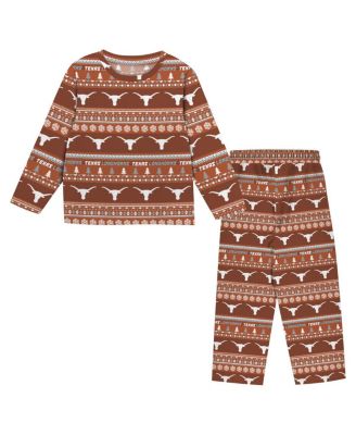 Outerstuff - Big Boys and Girls 2-Piece Texas Orange Texas Longhorns Ugly Sweater and Pajama Set