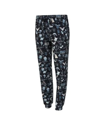 Women's 2-Piece Black Las Vegas Raiders Chestnut Long Sleeve T-Shirt and Pants Sleep Set